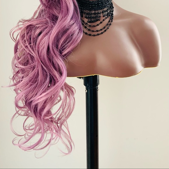 28” Premium Fiber Plum Color Versatile 4x4 Lace Front Wig 💜 - Picture 2 of 13